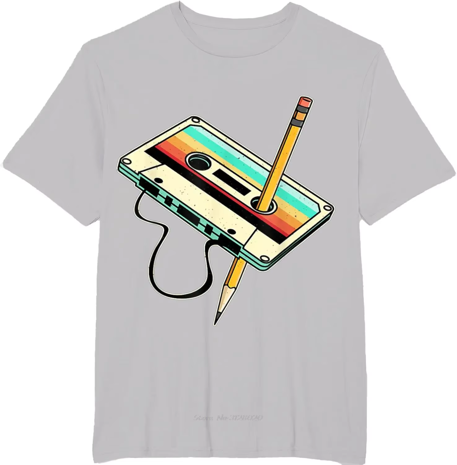 Années 80 Cassette bande crayon 1980 rétro Vintage retour musique T-Shirt été hommes vêtements Vinta