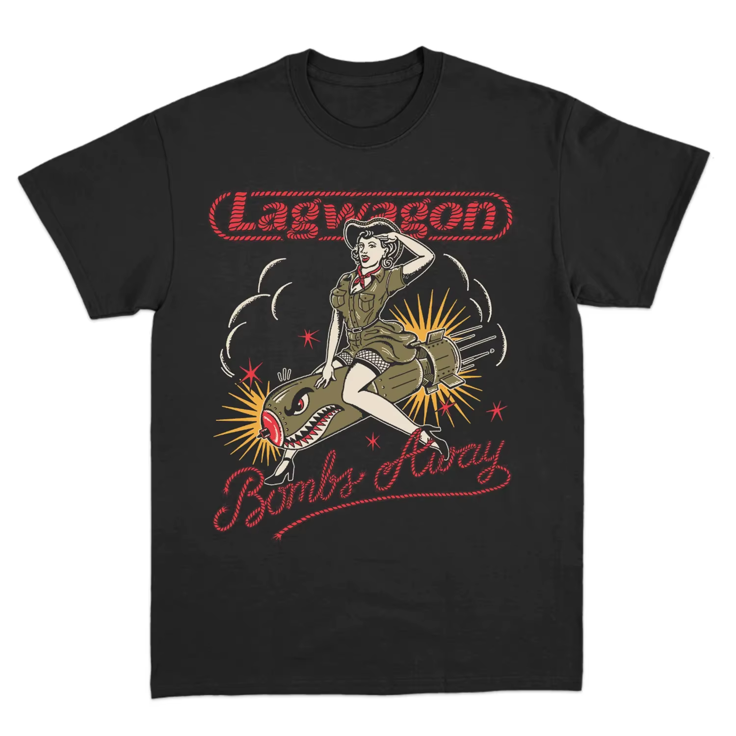 T-shirt pour homme Hip Hop américain ‌ Lagwagon Band Cotton Black Print Overszied Short Sleeves Man 