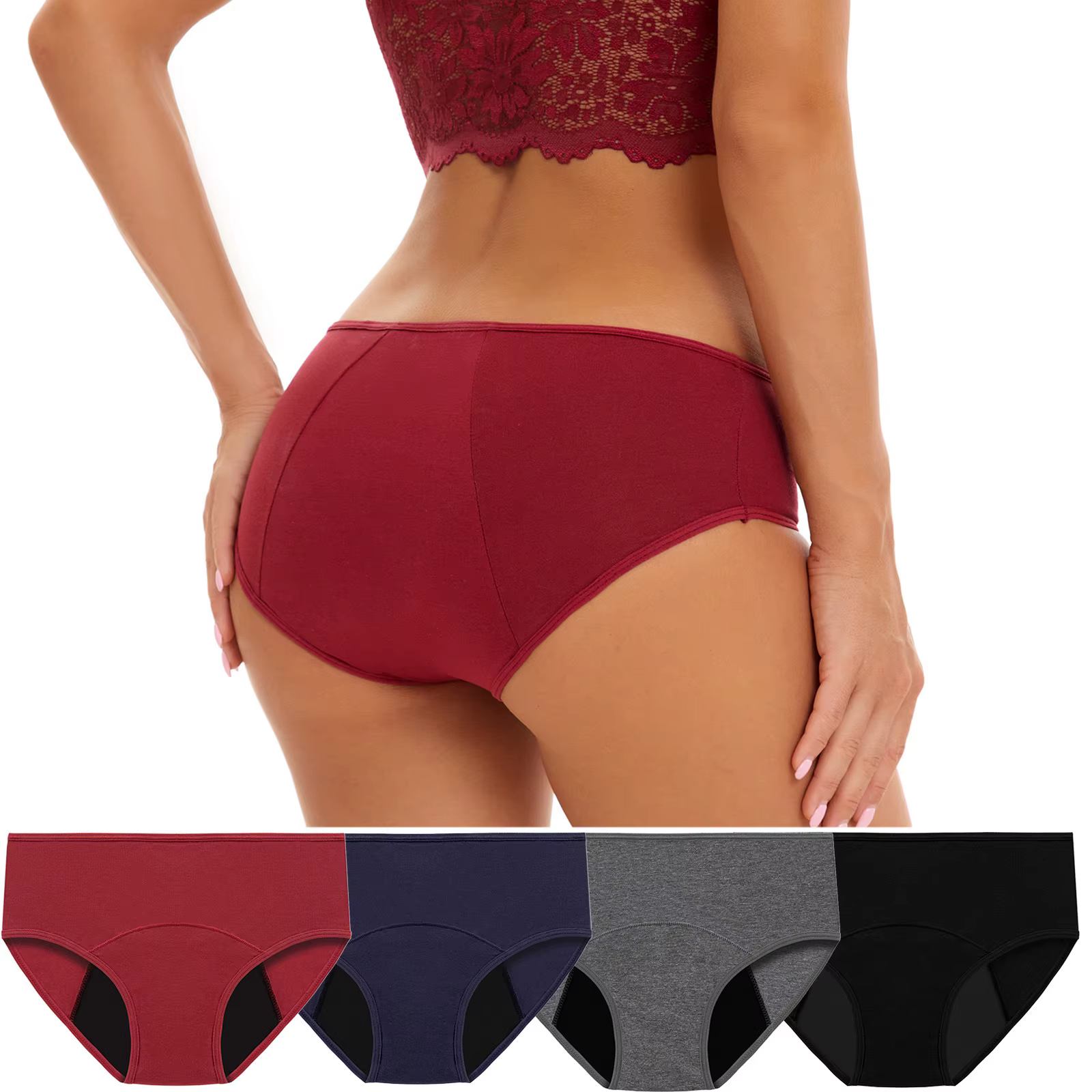 Pantalon menstruel taille basse pour femme, sous-vêtement physiologique, 3 couches, taille européenn