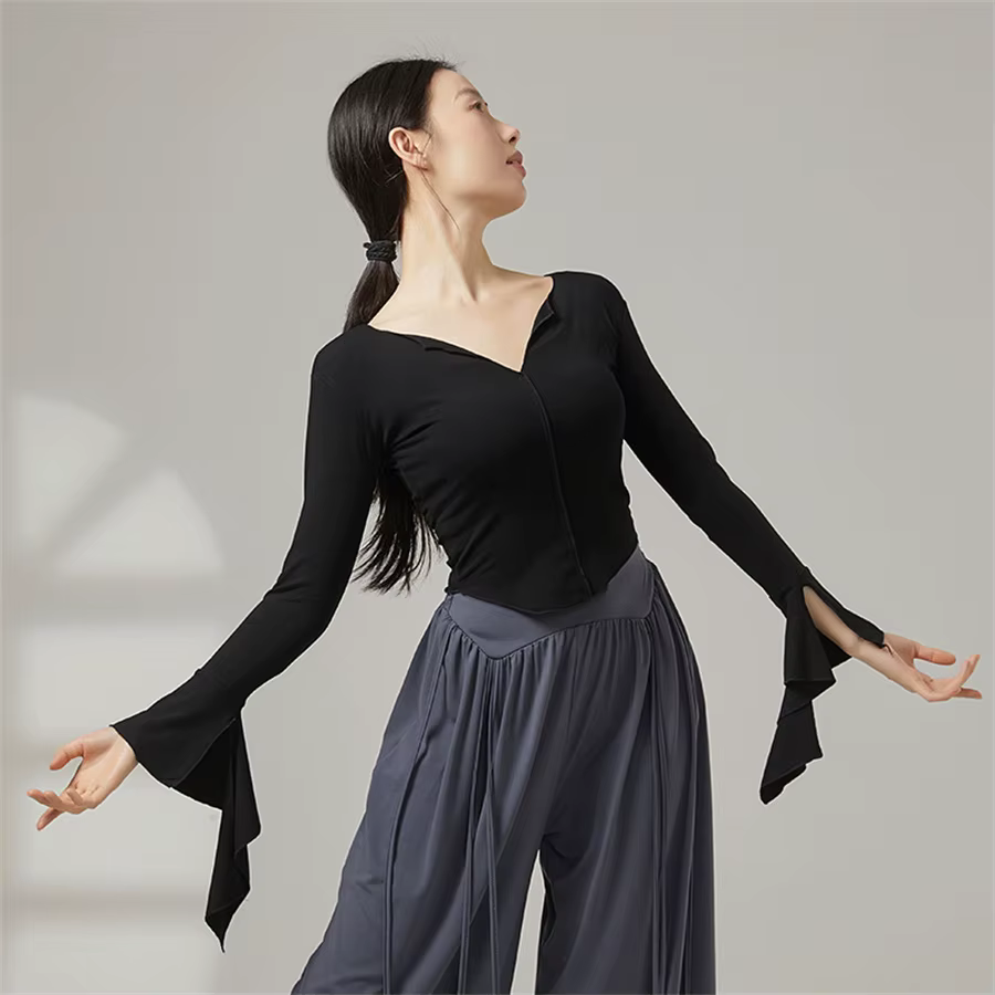 T-shirt de danse moderne pour femmes, en viscose douce, haut de danse classique pour adultes, haut d