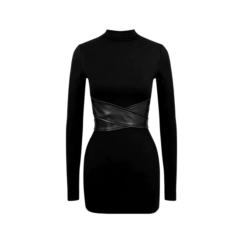 Mini robe noire à manches longues pour femmes, Sexy, Slim, boîte de nuit, soirée, moulante, mode Y2k