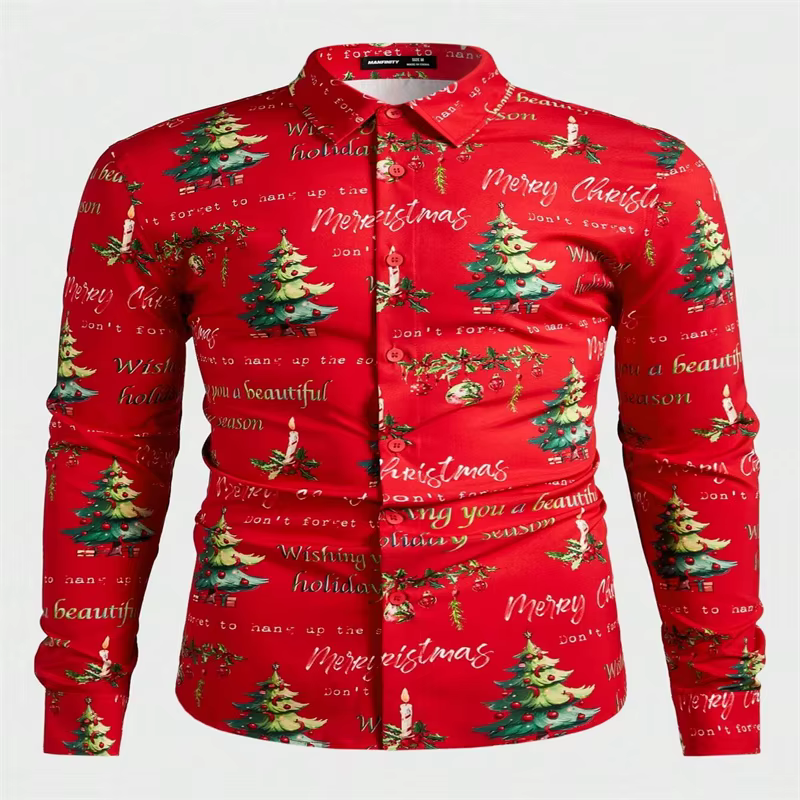 Chemise de noël pour hommes, motif HD, chemise de fête formelle, tissu de haute qualité bleu violet 