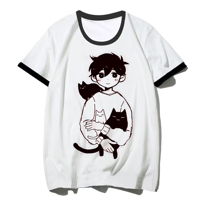 T-shirt vintage omori pour homme, esthétique, imprimé manga