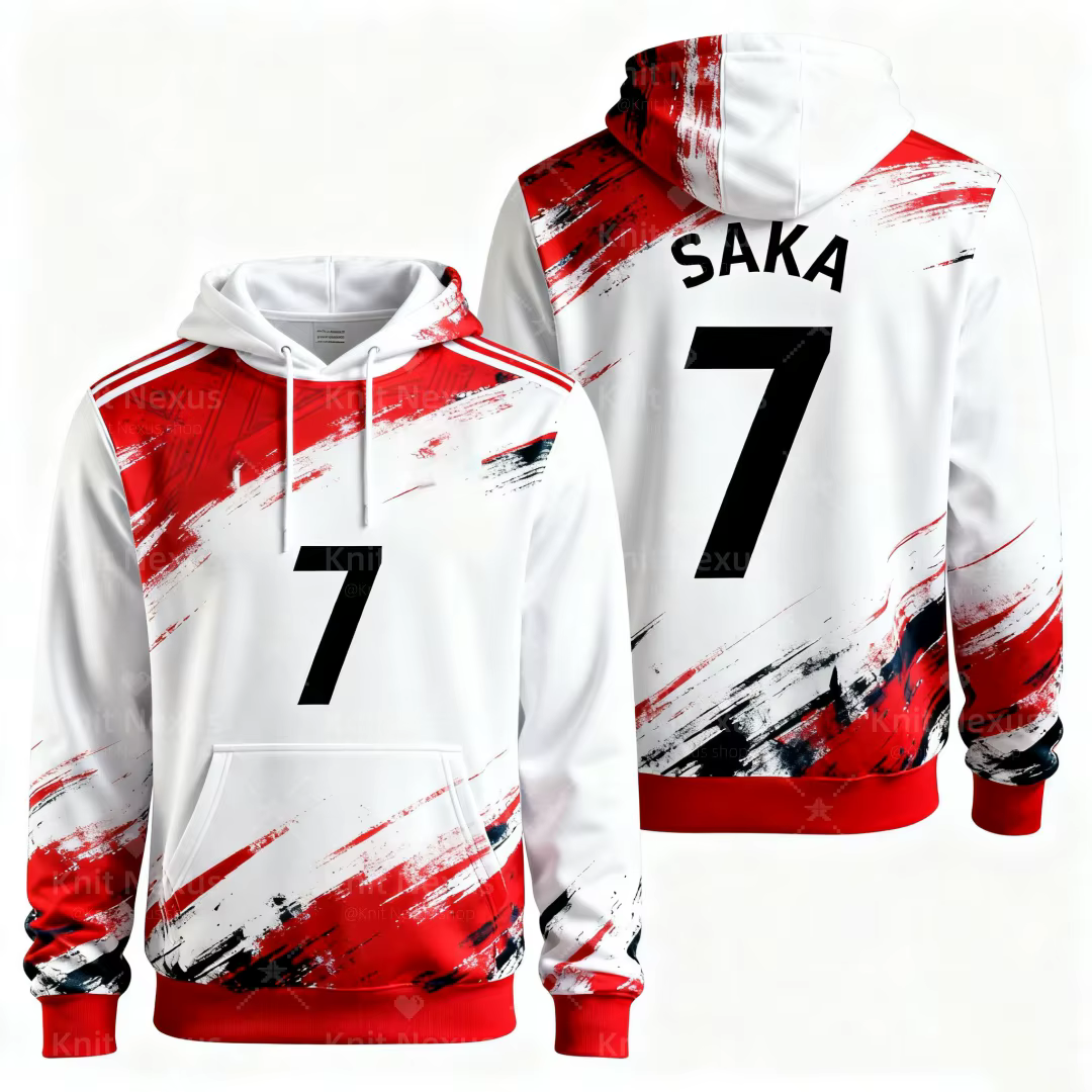 Sweat à capuche Angleterre Saka No. 7 sweat à capuche de football automne mode loisirs sweats Y2K sw