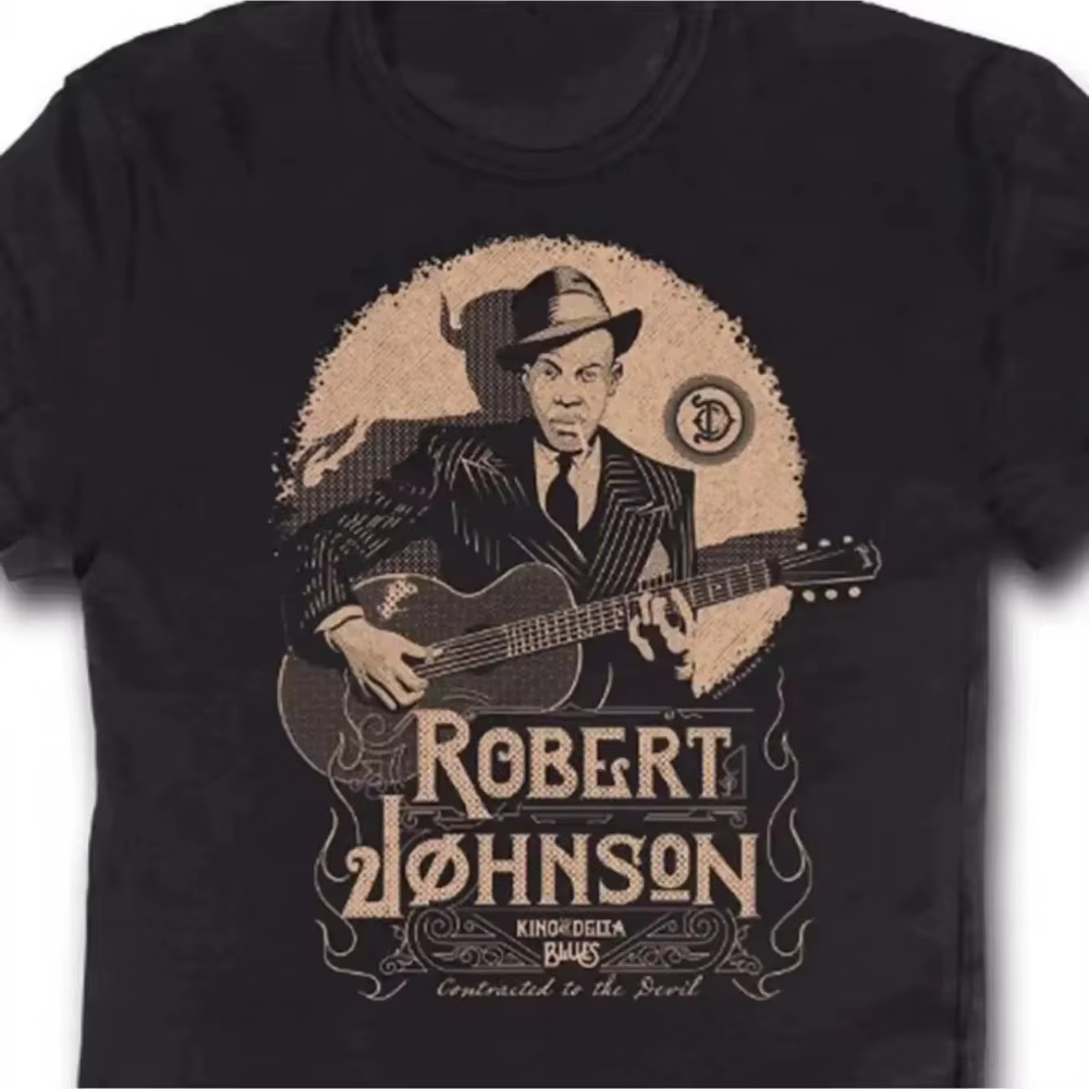 Nouveau T-shirt Légende Robert Johnson Été 2026 - T-shirt imprimé à col rond pour homme, décontracté