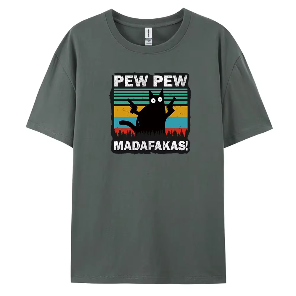 PewPew-T-shirt décontracté à manches courtes pour hommes, t-shirts College surdimensionnés, 100% cot