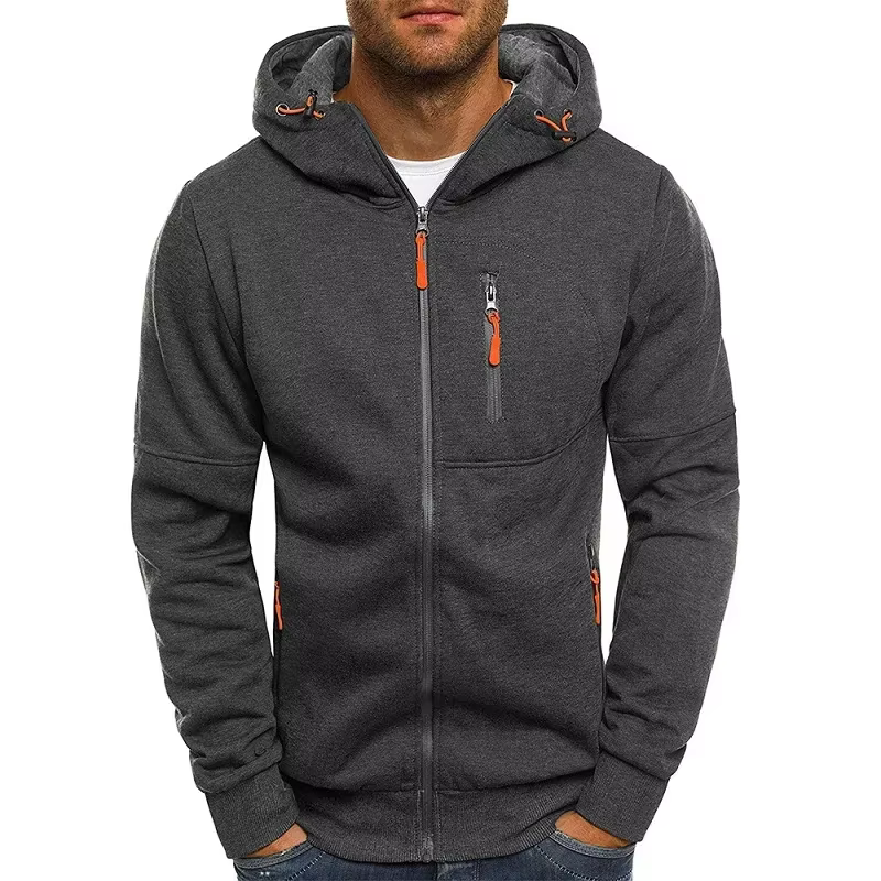 Sweats à capuche à manches longues pour hommes, sweat-shirt à fermeture éclair, vêtements sportifs, 