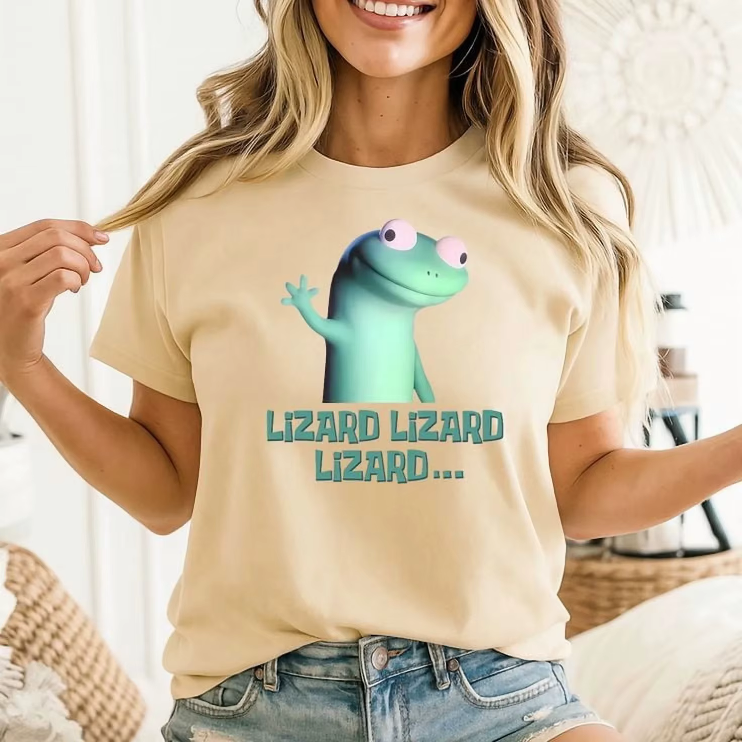 Lizard Lizard Lizard, T-shirt unisexe pour hommes Elio Lizard, col rond, 100% coton, manches courtes