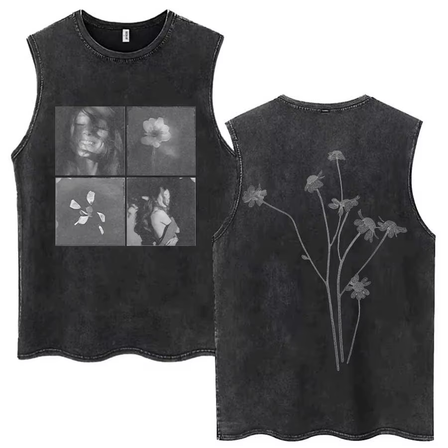 Ariana Grande Petal Album Washed Tank Tops Gothic Vintage Men Oversized Sleeveless T Shirt 100% Cott