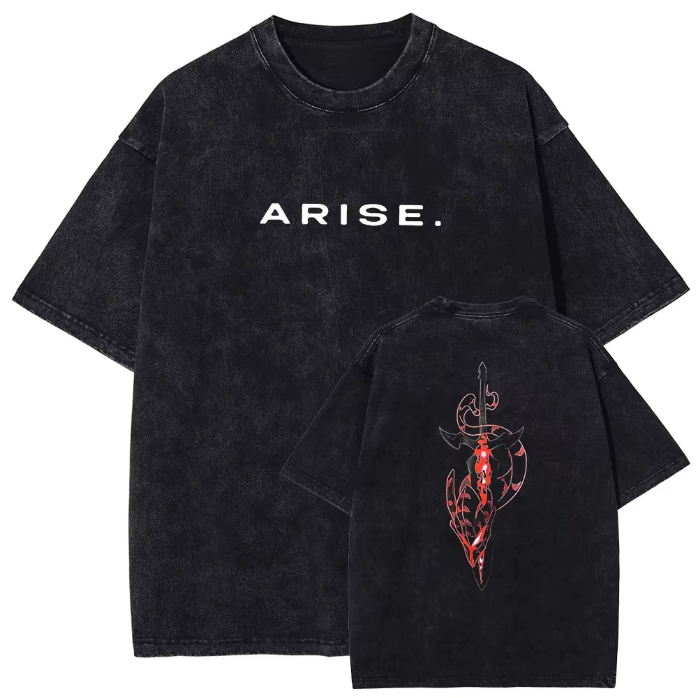 T-shirt ARISE Solo Leveling, T-shirt graphique manga, T-shirt en coton lavé vintage, T-shirt à manch
