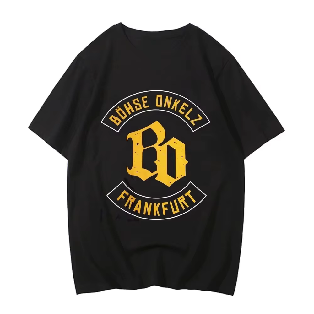 Soldes d'été : T-shirt en coton Böhse Onkelz, style Hip Hop Streetwear, coupe oversize, manches cour