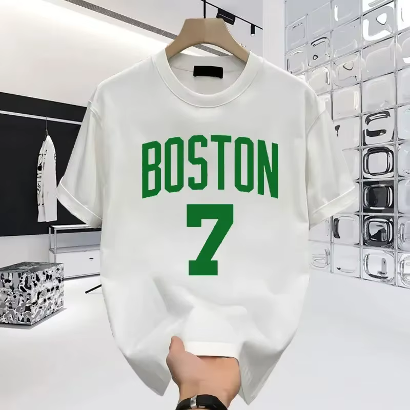 T-shirt en coton imprimé Boston No.7 FMVP, mode masculine, coupe oversize, couple, motif personnalis