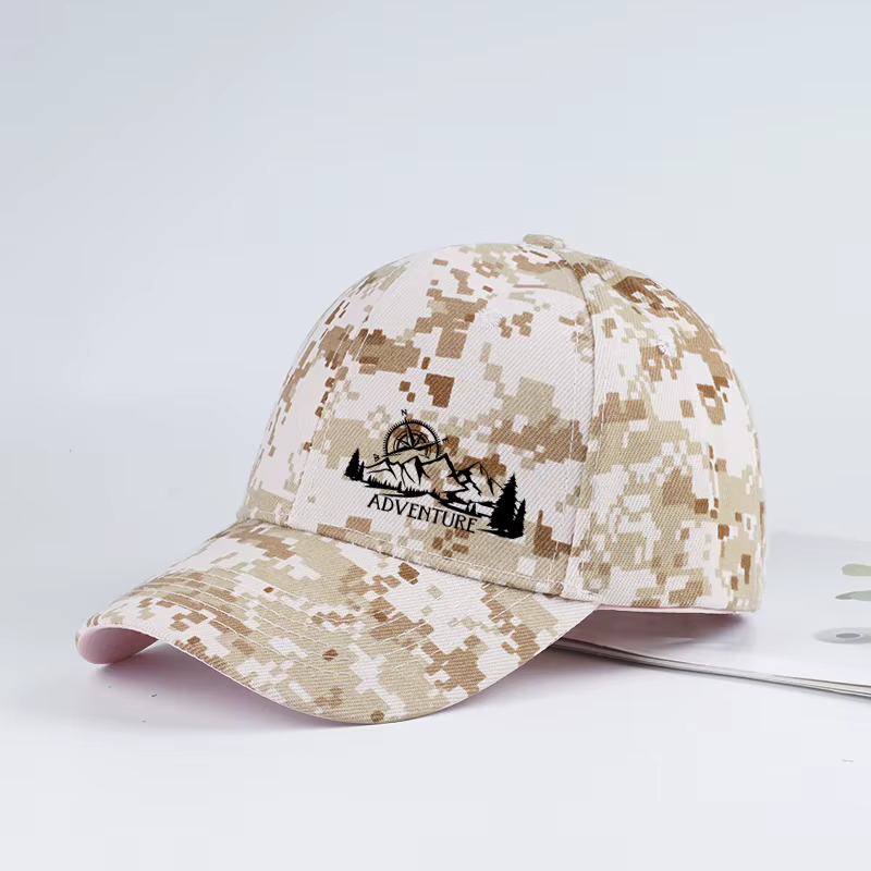 Casquette de baseball camouflage Adventure Compass Mountain Print - Casquette de randonnée réglable 