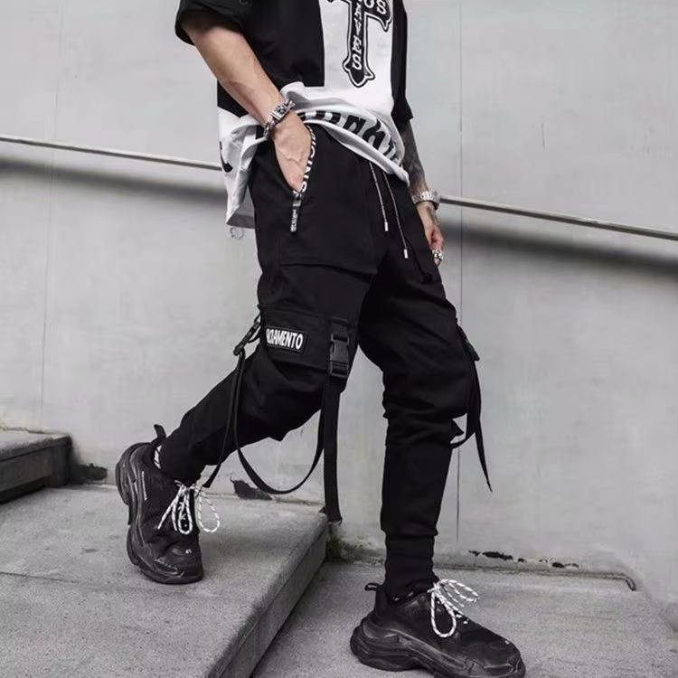 ARENS Hip Hop Joggers pantalon hommes Harajuku Streetwear rubans pantalon décontracté mince pantalon