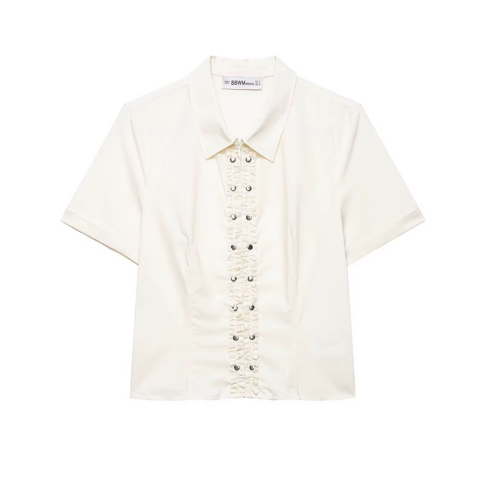 Ensemble deux pièces décontracté été pour femme : chemise à manches courtes en popeline laminée à re