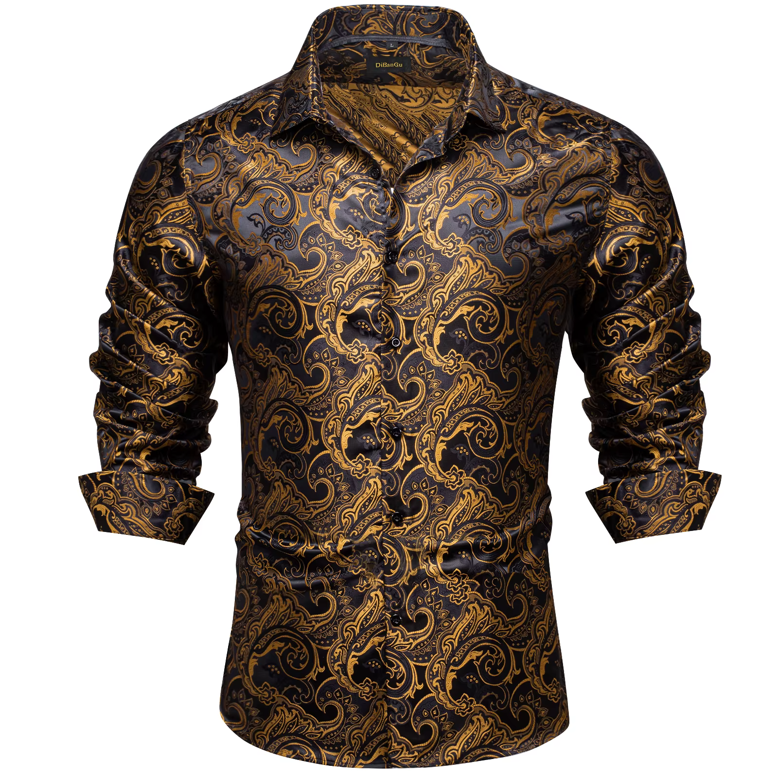 2026 luxe hommes robe chemise formelle bal smoking à manches longues soie Polyester couleur dorée Pa
