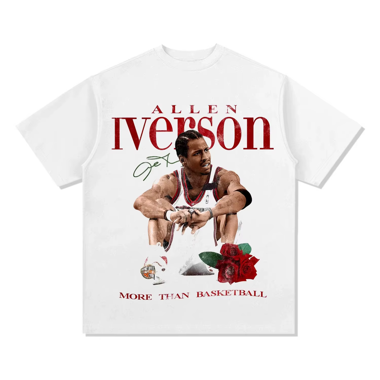 T-shirt en coton imprimé Allen Iverson à manches courtes pour homme, style décontracté vintage, idéa