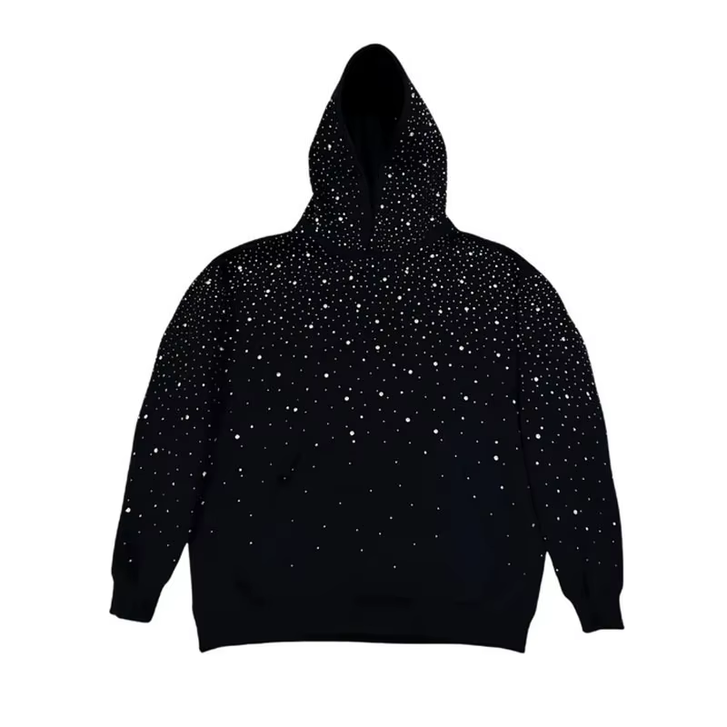 Sweat-shirt à capuche pour homme, style Harajuku, rétro américain, avec étoile en strass, pull overs