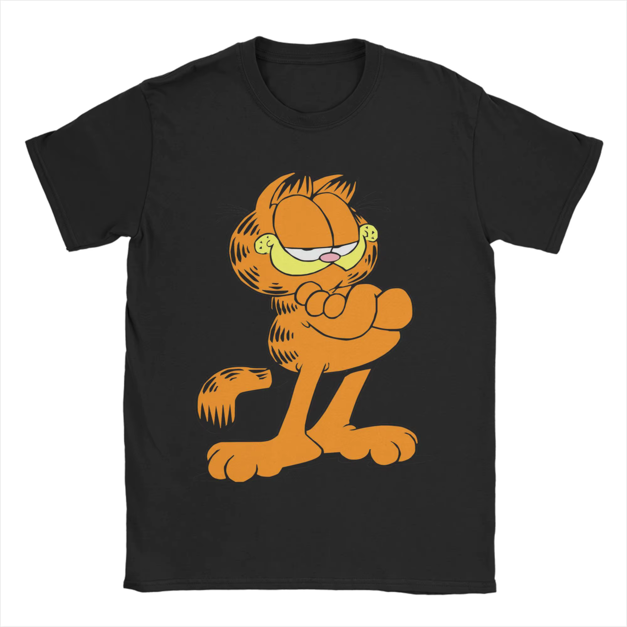 T-shirt Garfields Lovely Cat pour hommes, hauts en coton, nouveauté, col rond, manches courtes