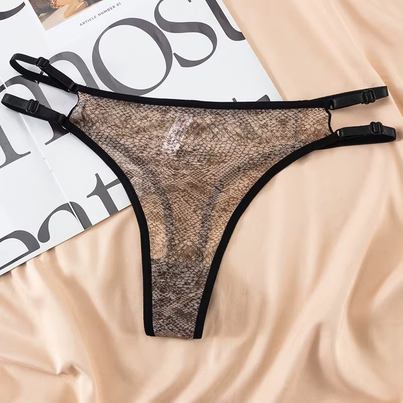 Culotte léopard Sexy pour femmes, sous-vêtements réglables, taille basse, taille en V, entrejambe, r