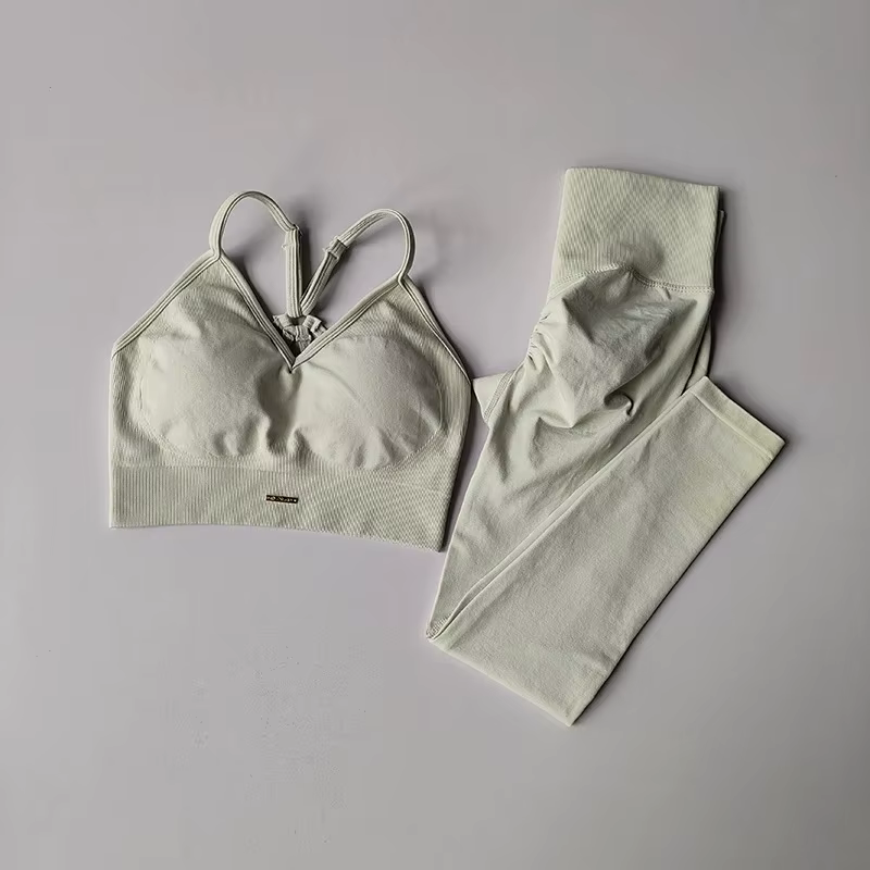 Combinaison de sport pour femme Peach à taille haute et effet push-up, résistante aux chocs, pour le