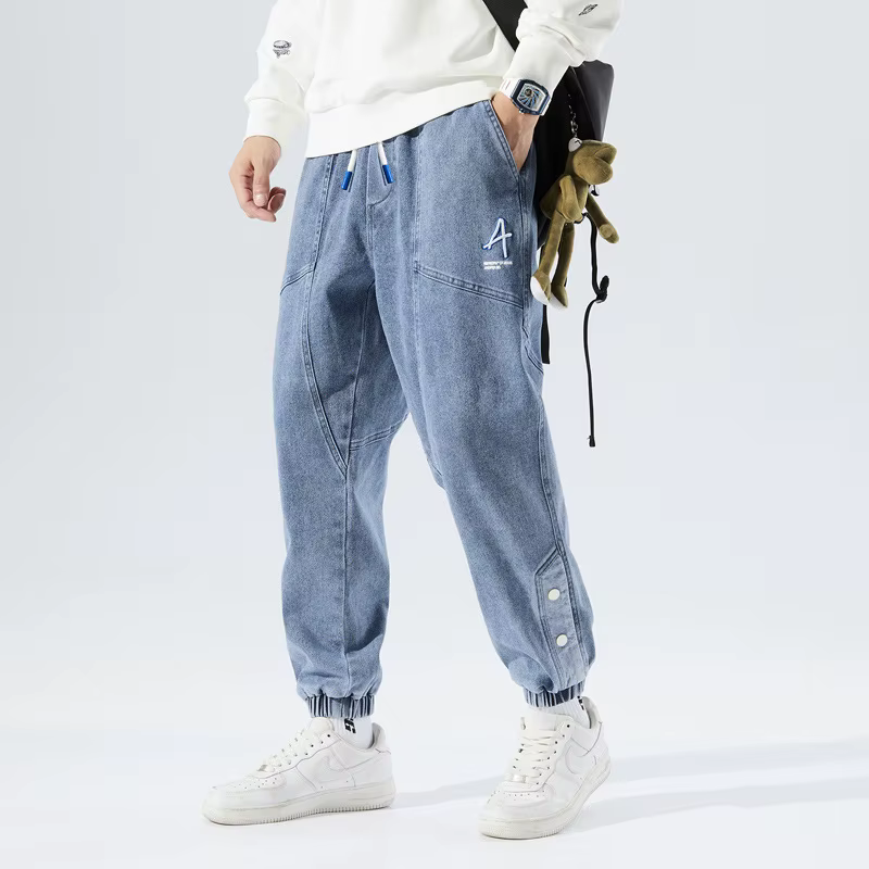 Pantalon de jogging en jean pour homme, pantalon en denim, taille élastique, grande taille, mode déc