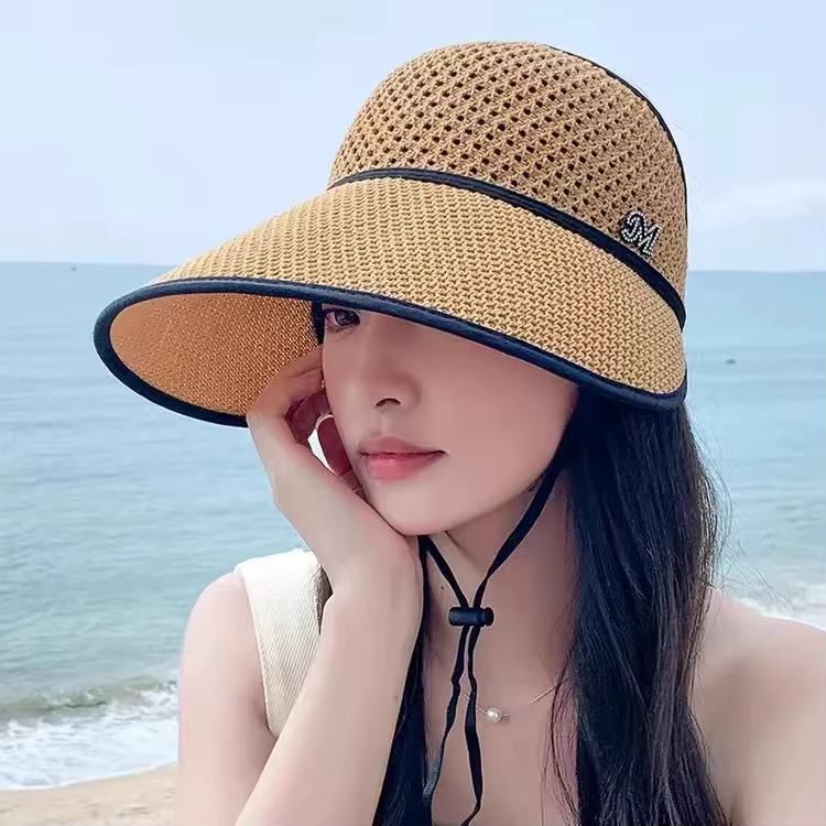 Casquette de baseball d'été respirante pour femme, chapeau pare-soleil à large bord fin, chapeau à v