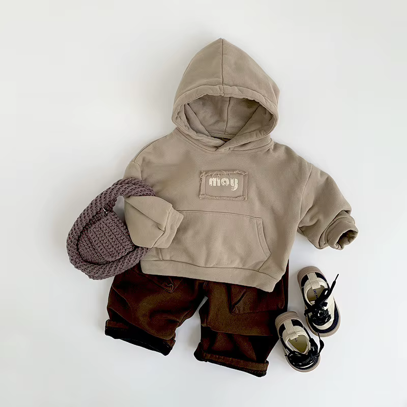 Sweat à capuche en polaire pour garçons et filles, nouvel article d'hiver 2025, haut polyvalent et t