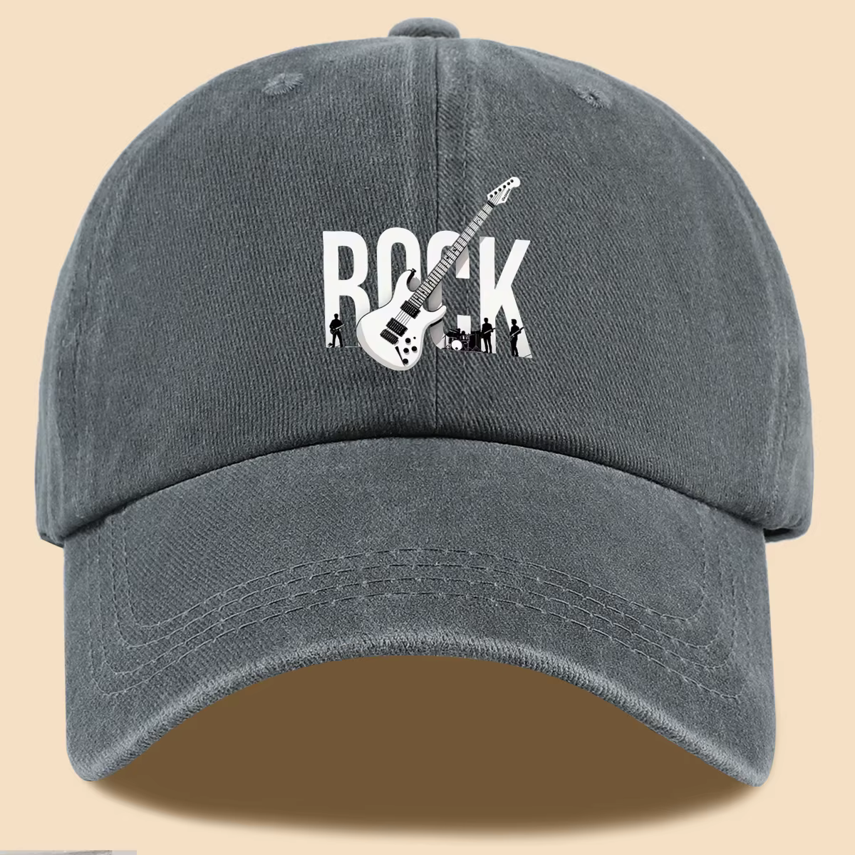 Casquette de baseball à imprimé guitare électrique thème rock, motif individuel tendance, style stre