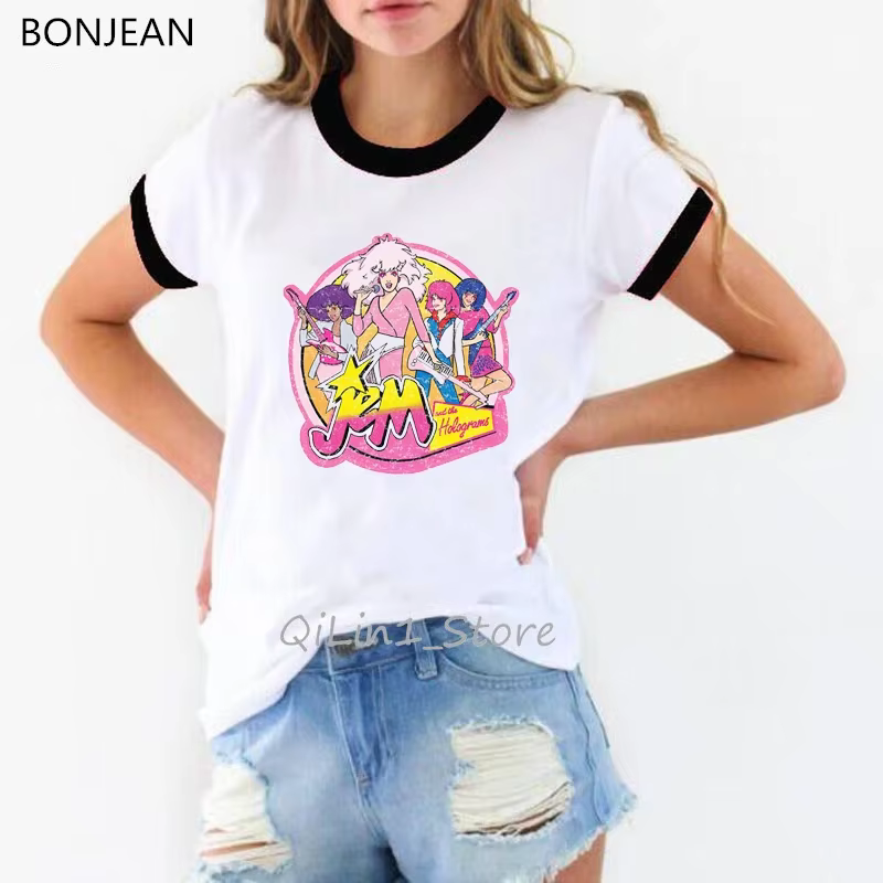 Jem et les hologrammes graphique imprimé T-Shirt filles été hauts à la mode T-Shirt femmes gris/vert