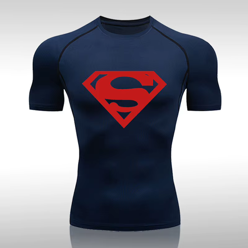 T-shirt de compression sportif pour homme, manches courtes, séchage rapide, haut de fitness d'été, t