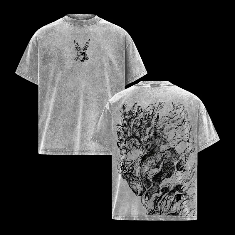 My Hero Academia All Might imprimé t-shirt hommes femmes rétro lavé T-shirts coton t-shirt à manches