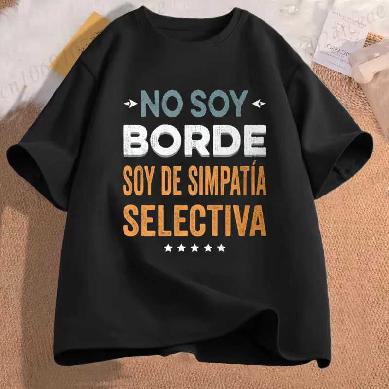 T-shirt No Soy Borde Soy De Simpatía drôle espagnol Introverts cadeau Geek T-shirts pour femmes homm