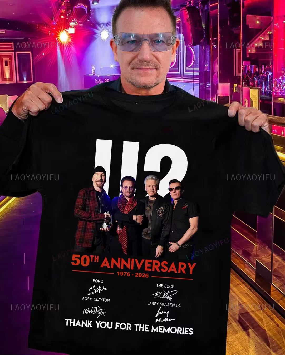 T-shirt pour hommes, motif du 50e anniversaire du groupe U2, de haute qualité, confortable, décontra