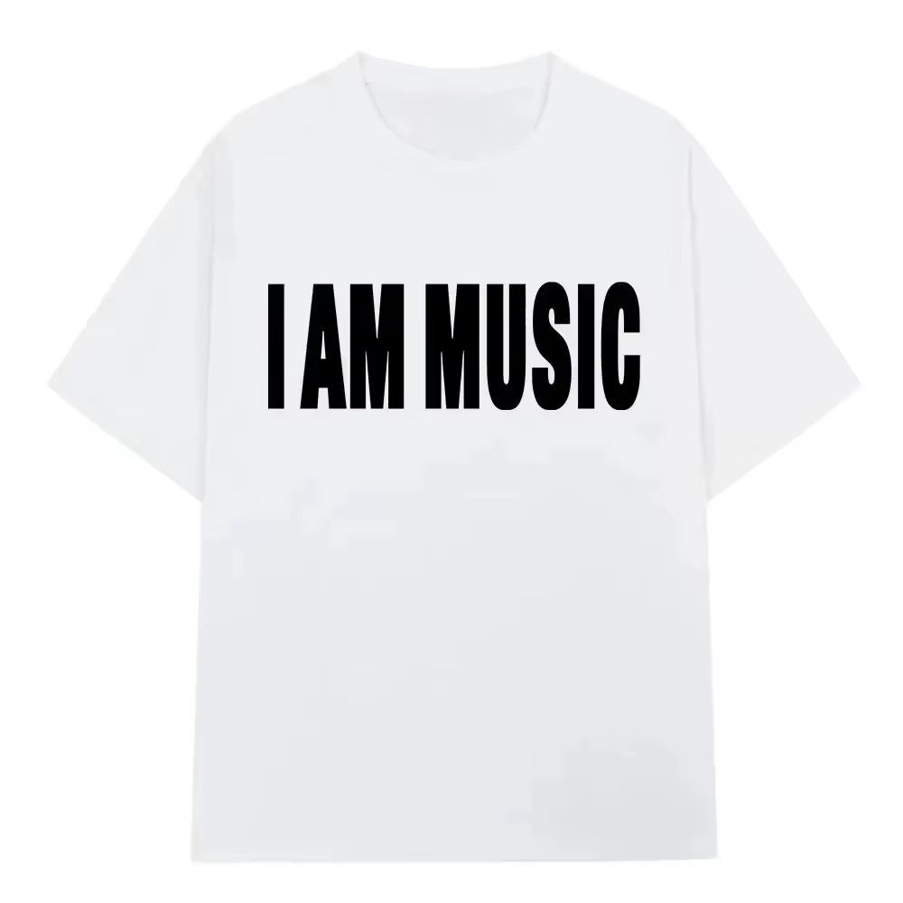 T-shirt imprimé _I AM MUSIC_ de style identique à celui du chanteur hip-hop Playboi Carti, streetwea