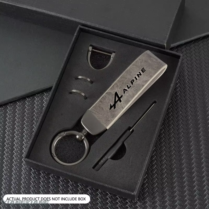Porte-clés en cuir avec logo Alpine, pendentif en alliage pour Kadjar Twingo Megane Scenic Espace, a