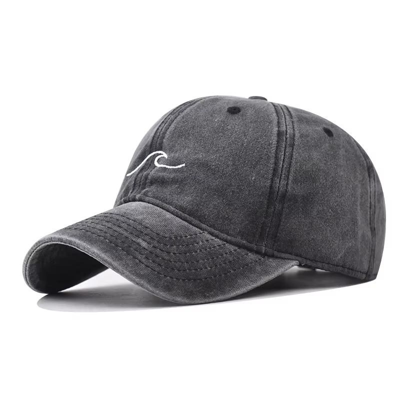 Casquette de Baseball brodée d'ondulation ondulée, couleur unie, en coton lavé, chapeaux de papa sim