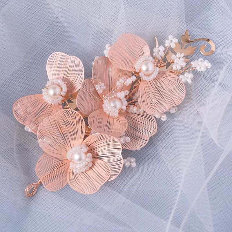 Accessoires de cheveux de mariage à fleurs, bandeaux de perles à la mode pour femmes, couvre-chef de