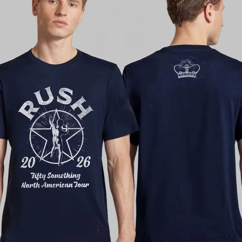 T-shirt de la tournée Rush Band Fifty Something Tour 2026, 100% coton, vêtements unisexes pour homme