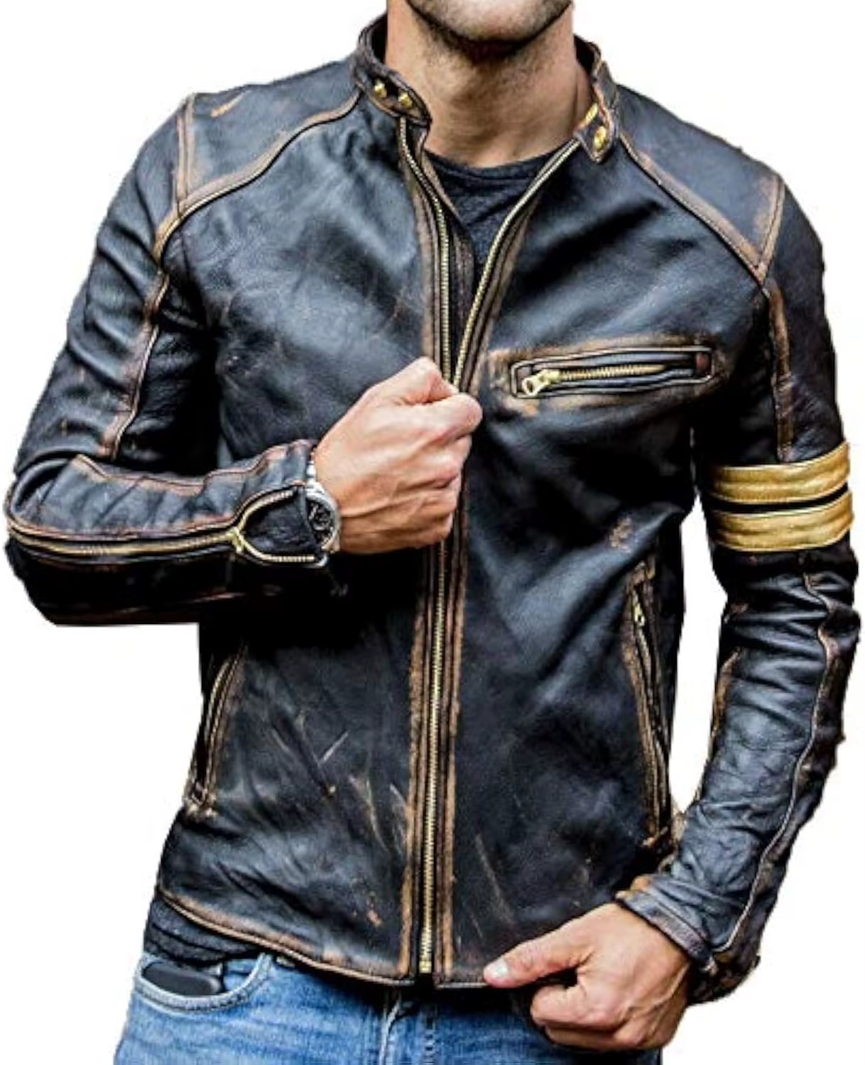 Veste en cuir de mode rétro Streetwear Blazer vestes décontractée hommes vêtements d'extérieur en cu