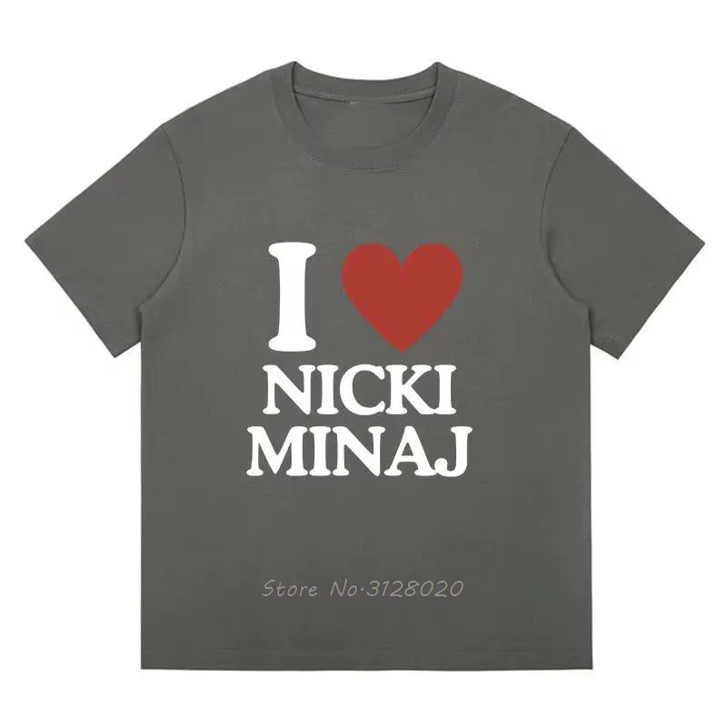 J'aime coeur Nicki Minaj T-shirt hommes mode Hip Hop Harajuku T-shirt été décontracté coton surdimen