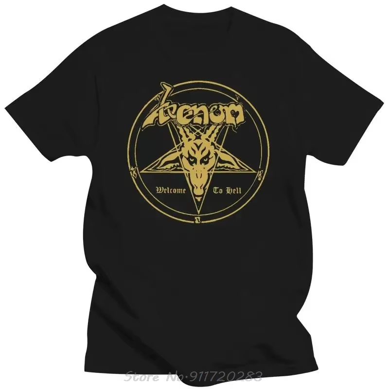 VENOM Metal Band Welcome To Hell Album Logo T-shirt noir unisexe, chemise à col rond, vêtements resp