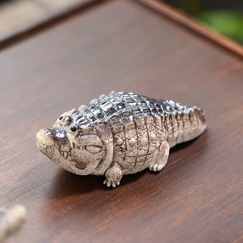 Figurine de Crocodile potelée mignonne, petits crocodiles réalistes, ornement de thé en résine, modè