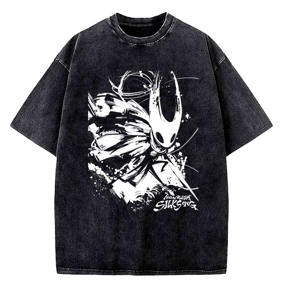 Hollow Knight – t-shirts Vintage lavés pour hommes, vêtements décontractés à manches courtes, t-shir