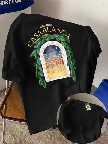 T-shirt en coton avec imprimé Architecture Urbaine Marocaine Fontaine de Casablanca Été 2026 Homme F