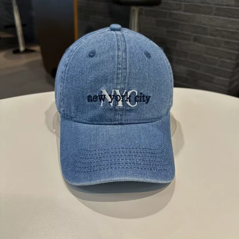 Casquette de baseball unisexe en jean brodée avec la lettre NYC, réglable, protection solaire, loisi