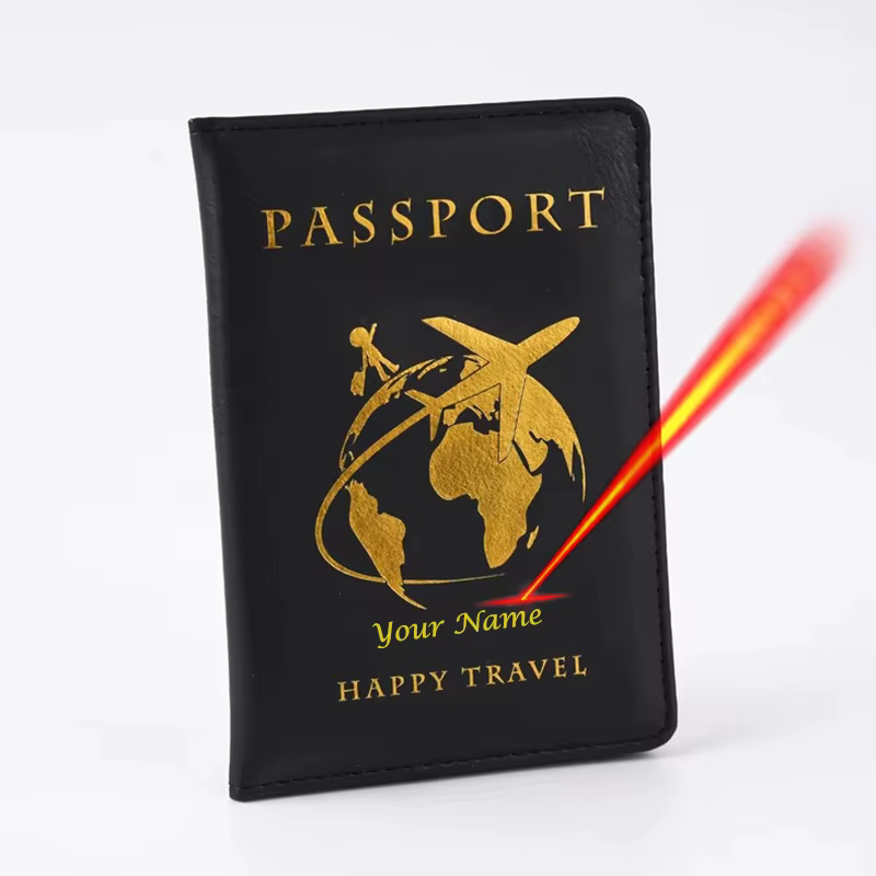 Porte-Passeport Personnalisé pour Avion, Couvre-Passeport de Voyage, Étui en PU à la Mode pour Carte