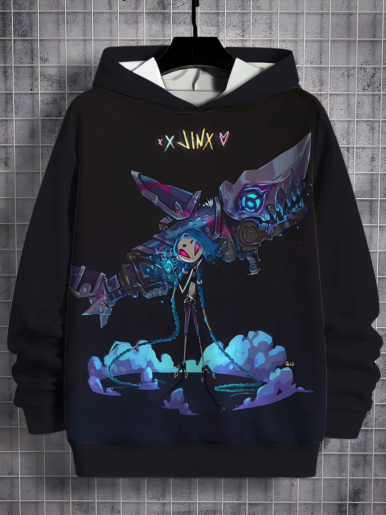 2025 Arcane Jinx Anime impression 3D toutes saisons enfants sweat-shirt décontracté Cool hauts pullo