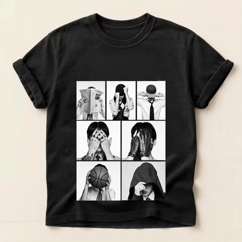 T-shirt Kpop Coréen avec motifs graphiques de groupe de garçons, été 2026, 100% coton, unisexe, haut