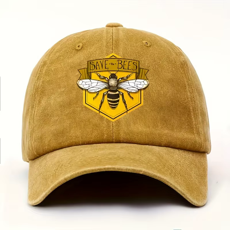 Casquette de baseball imprimée abeille au design simple pour hommes et femmes, tendance à la mode
